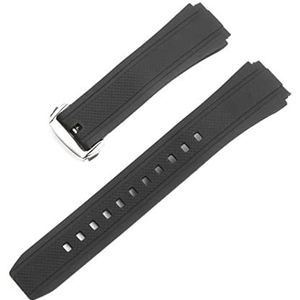 Kwaliteit Zwart Silicone Rubberen riem Compatible With EDIFICE-serie EF-552 Watchbands Man horloge Armband Roestvrije deployment Buckle 25 * 20mm (Color : Black Silver buckle, Size : 25x20mm)