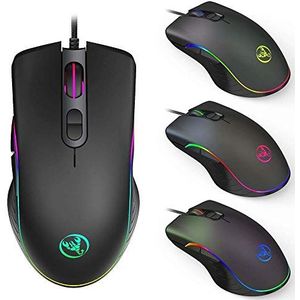 DKE-toetsenbord RGB Light Gaming Mouse Esports Wired Mouse Four Verstelbaar tot 6400DPI Ergonomisch ontwerp USB-plug and play