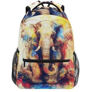 KAAVIYO Aquarel Indiase olifant dier rugzak boekentas voor jongen meisje tieners reizen laptop schoudertas voor vrouwen mannen, Kunst Mode, M