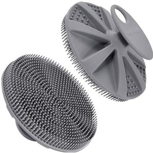 INNERNEED Food-grade zachte siliconen body scrubber doucheborstel handheld reinigende huidborstel, zacht exfoliëren en goed schuimen (grijs)