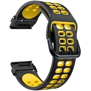 QuickFit 22mm 26mm siliconen sportband geschikt for Garmin EPIX GEN2 Fenix7 7X Solar/6X 6XPro 5XPlus Forerunner 935 Enduro 2 Horlogeband (Color : Black Yellow, Size : For Garmin Enduro 2)