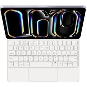 GUPENAA Toetsenbordhoes voor iPad Pro 13'' (M4) 2024, Magische Zwevende Cantileverstandaard, 7 Kleuren Achtergrondverlichting, Ingebouwd trackpad,Wit,English