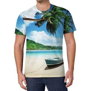 Seychellen strand met palmbomen landschap heren korte mouwen T-shirt casual ronde hals T-shirt mode zomer tops