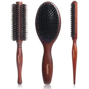 Haarborstel Nylon Varkenshaar Haar Borstel Trio Ontwart zachtjes en balanceert olie