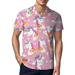 Gekleurde Eenhoorn Heren Golf Polo-Shirt Zomer Korte Mouw T-Shirt Casual Sneldrogende Tees XL