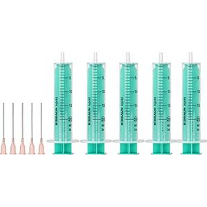 MedixX Spuitset spuiten set hobbyspuit met stompe naald verschillende maten voor hobby en thuiswerk, spuiten afzonderlijk steriel verpakt (5x 20ml & 5x canule)