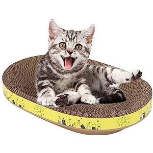 Kartonnen kattenmand - Kartonnen kattenkrabber | Ovale kattenkrabber | Krabplank voor katten | Duurzaam kattenkrabbord met hoge dichtheid | Ovale kattenkrabber met hoge dichtheid