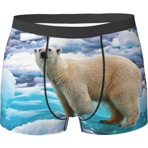 ZJYAGZX Bear Ice Print Heren Zachte Boxer Slips Shorts Viscose Trunk Pack Vochtafvoerend Heren Ondergoed, Zwart, S