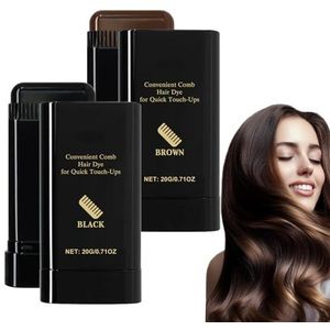 Waterdichte en zweetbestendige haarverfstick, witte haarverbergerstickkam, verbeterde draagbare haarverfstick met ingebouwde kam, 2-in-1 bijwerkkam, grijze haar-bijwerkstick (#1#3)