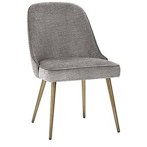 GEIRONV Zachte Fluwelen Eetkamerstoel,Moderne Eenvoud Gouden Been Bureaustoel 4S Winkel Hotel Receptie Teller Stoel 1 Stuk Eetstoelen (Color : Gris)