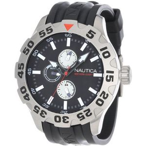 Nautica Heren N15564G BFD 100 Multifunctioneel roestvrij staal zwarte wijzerplaat horloge, Zwart, Quartz horloge, chronograaf, klassiek