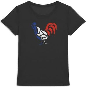 T-shirt Le Coq French – voor dames – bedrukt in Frankrijk – 100% biologisch katoen – cadeau voor Franse touch-dieren, origineel grappig, Zwart, M