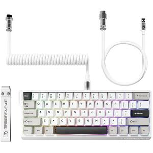 MAMBASNAKE X60 HE Rapid Trigger Draadloos gamingtoetsenbord, 0,01 mm RT-nauwkeurigheid, 8000 Hz bekabeld RGB-toetsenbord, spiraalkabel, magnetische schakelaars, instelbare bediening, snap tap, voor