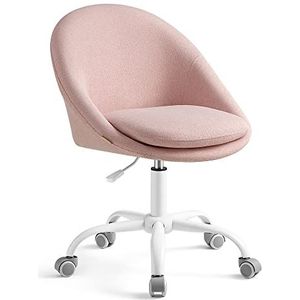 SONGMICS Homeoffice stoel, draaistoel, bureaustoel, schuimbekleding, in hoogte verstelbaar, voor werkkamer, slaapkamer, roze OBG020P01