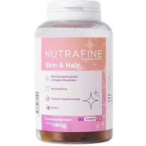 Nutrafine Skin & Hair Gummmies – Collageen, Hyaluronzuur, Glutathion & Biotine – 60 Porties