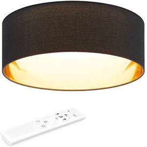 Navaris plafondlamp rond met afstandbediening - 32 cm - Dimbaar - 22 Watt - 2700-6500 Kelvin - Ronde stoffen plafonnière - Zwart/goudkleurig