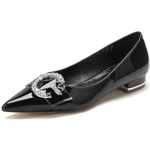 EICOFF Dames Strass Lage Hakken Trouwschoenen Puntige Gesloten Teen Slip-op Flats Jurk Pumps Sandalen Bruiloft Bruids Party Werk Dansen Schoenen,zwart,36 EU