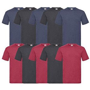 Fruit of the Loom T-shirt, voor heren (per 10 stuks verpakt), 4 Dark H.grey / 3 Vintage H.navy / 3 Vintage H.red, L