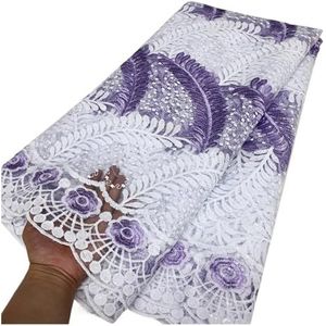 Afrikaanse Kant Stof Geborduurd Nigeriaanse Veters Stof Bruids Frans Tule Kant Stof 5yard(LY3291-6)
