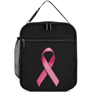 Roze Satijn Lint Herbruikbare Lunch Bag Geïsoleerde Lunch Box Draagbare Koelere Zakken voor Mannen Vrouwen