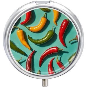 Reizen Pillendoos Pillendoosje Chili Peper Afbeelding Draagbare Pil Container Kleine Pillendoos Pil Organizer Pocket Geneeskunde Doos Dagelijkse Pil Dozen Mini Pil Organizer