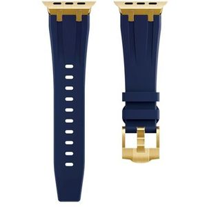 INSTR Siliconen Zachte Band Voor Apple Horloge 9 Ultra 2 49mm Serie 9 8 7 45mm 41mm Sport Rubberen Band Voor iWatch 6 5 4 se 44 42mm Armband(Color:Blue gold,Size:42mm 44mm 45mm 49mm)