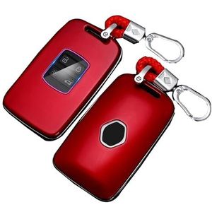 SILUOHAKE Sleutelhoes voor Renault Koleos Kadjar Megane Captur Espace 4 toetsen behuizing sleutelafdekking (rood)