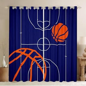 Homemissing Basketbalgordijnen voor slaapkamer woonkamer kinderen basketbalveld 30% -50% verduisterende gordijnen jongens meisjes gaming sport verduisterende gordijnen sportthema blauwe