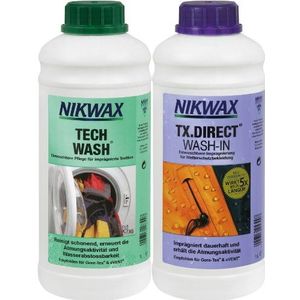 Nikwax VAUDE 30311 Reinigingsoplossing voor waterdicht/technische kleding (inclusief Tech Wash en TX Direct) 2 x 1 L