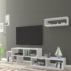 [en.casa] TV meubel met wandrek Malvik 170x29,5x42 cm wit