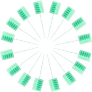 Orale Wattenstaafjes Wegwerp 100 Stuks Elk Individueel Verpakt Swabsticks Tandjes Mond Wattenstaafjes Spons Tandheelkundige Zorg Zigzag Wave Vormige Lichtgroene Kleur Zachte Schuim Orale