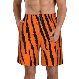 PHTZEZFC Orange Tiger Leopard Print Strandshorts voor heren, zomershorts met sneldrogende technologie, licht en casual, Wit, XL