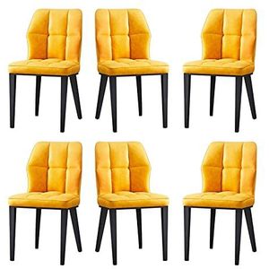 GEIRONV PU Lederen eetkamerstoelen Set van 6, carbon stalen poten woonkamer stoelen moderne keuken slaapkamer hotel zijstoelen Eetstoelen (Color : Yellow)
