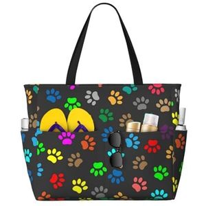 HCMuxisen Kleur Animal Paw Print, Grote Strandtas Schoudertas Voor Vrouwen - Tote Bag Handtas Met Handgrepen, zoals afgebeeld, Eén maat