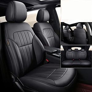 Stoelhoezen Beschermhoezen Custom Voor Toyota Voor Highlander Voor Kluger 2022 2021 2020 7-zits Auto Stoelhoezen Microfiber Leer(Zwart)