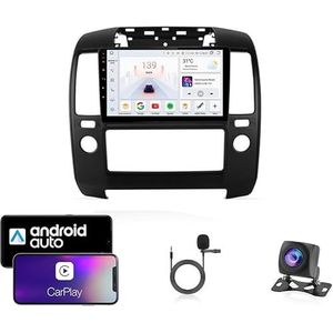 9 Inch Autoradio Compatibel voor Nissan Navara 2006-2012 met GPS Navigatie CarPlay Android Auto Acht-Core 4G Bluetooth WiFi MirrorLink Stuurwiel Afstandsbediening(T2 4 Core Wifi 2G+32G)