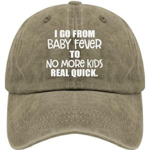 TKPA MOL Baseball Cap I Go from Baby Fever To No More Kids Real Quick Trucker Caps voor Vrouwen Retro Gewassen Katoen Verstelbaar, Pigment Khaki, Eén Maat