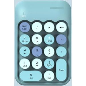 QPSJXN Compact draadloos numeriek toetsenbord voor laptop en computer -Retro -Style 2.4G draadloos extern toetsenbord (Blue Color)