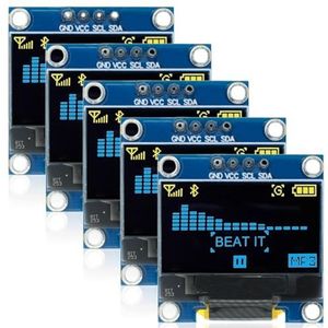 OLED-display, 5 stuks, 0,96 inch, 128 x 64 pixels, OLED-display, seriële zelfoplichtend displayboard, OLED IIC-scherm, weergavemodule, displaybord (geel en blauw)
