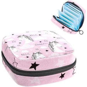 Opbergtas voor maandverband, menstruatiecup zakje tampon tas, menstruatiepads, houder organizer voor dames en meisjes, eenhoorn roze