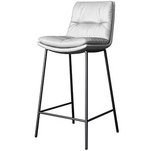 Luxe keukenbarkrukken met rugleuning Comfortabele gestoffeerde eetkamerstoelen, PU-lederen zitting, zwarte metalen poten, zithoogte 55/65/75cm