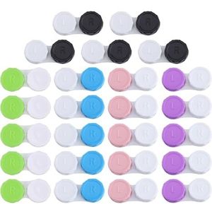 COACOM Contactlensetui, 25 stuks, draagbare opbergdoos (blauw, zwart, roze, groen, paars), blauw, zwart, roze, groen, paars, 5,5 * 2,7 * 1,3 cm, container