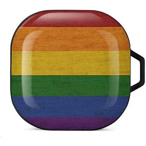 Lgbt Pride Flag Oordopjes Hoesje Compatibel met Samsung Hard Shell Beschermhoes Zwart-Stijl