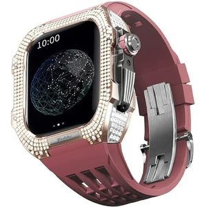 OFWAX Horloge Modificatie Kit, Voor Apple Watch 8 7 45mm Upgrade Vervangen Horlogeband Onderdelen, Titanium Horloge Case FKM Horloge Strap Luxe Horloge Case en Band Modificatie Kit, 45MM, agaat