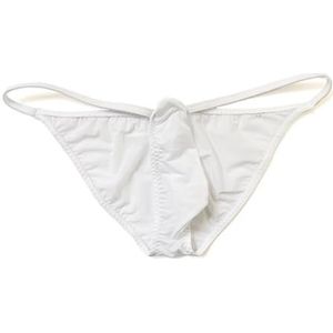 Yomie Heren Upturned Shortys Sexy String Elastisch en Comfortabel Ondergoed Upwards Upturned Slips, wit, L