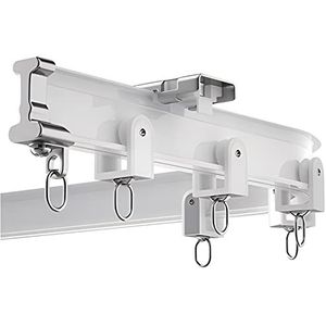White Sliding Curtain Track, Hospital/Gazebo/Bathroom Privacy Partition Curtain Rod, with Silent Rollers & Hooks, Ceiling/Wall Mount Hospital Curtain Track System RV Curtain Bendable(Ceiling Mount,2m/
