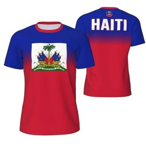 Sport Mesh T-Shirt Geleidelijke Haïti Vlag Tees 3D Gedrukt voor Fitness Running Fiets Voetbal Tennis Voetbal, Meerkleurig, M