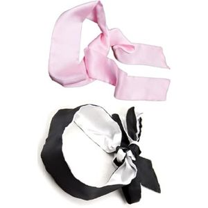 OnundOn Satijnen oogmasker slaapmasker bondasjaal doublé zwart + wit en roze erotische fetish oogbandage 2 stuks