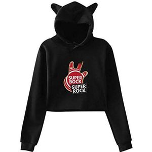 Viplili Super hoodie voor dames, Bock Cat Ear Hoodie Ultra Zacht shirt met lange mouwen, Zwart, XXL