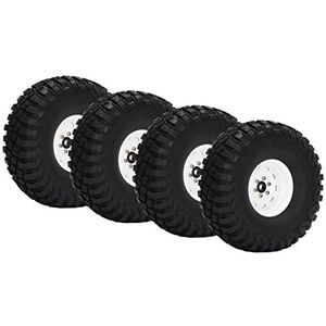 RC banden, uitstekende grip 10 gaten 4.7in diameter 4 stuks sterke demping RC wiel met metalen velgen voor 1/10 RC auto(wit)